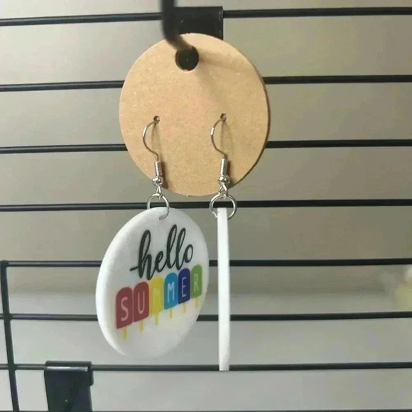 Hello Summer Popsicle Double Sided Dangly Earrings NEW - Picture 2 of 4